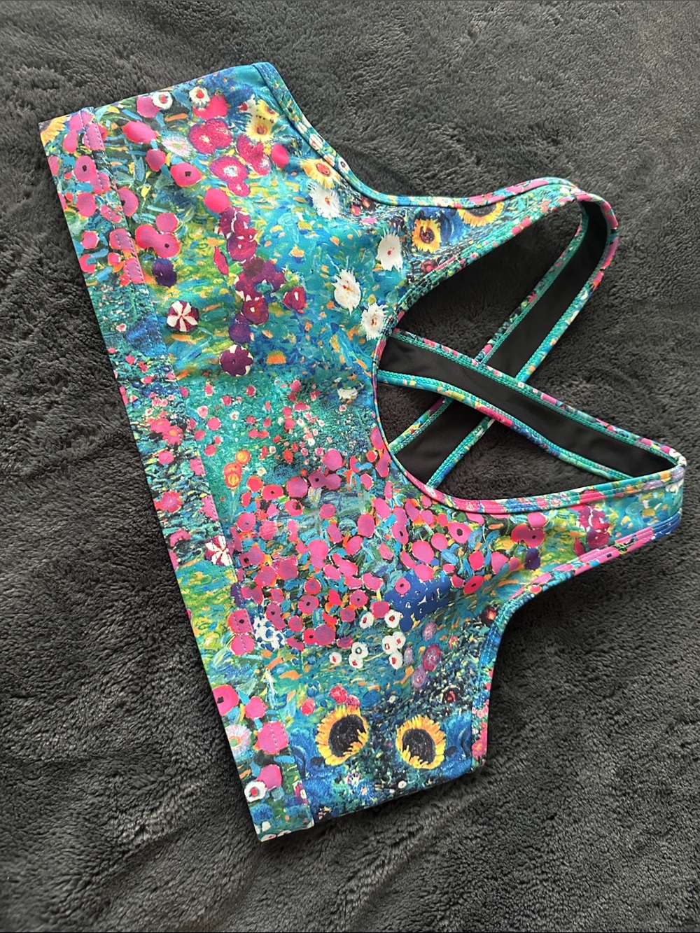 BlackMilk Gustav Klimt Women's Floral Crossback Sports top - Multicolor